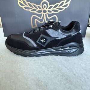 MCM Skywander Low Top Sneakers Men's Black Suede Lace Up Closure, Sz 44, 45